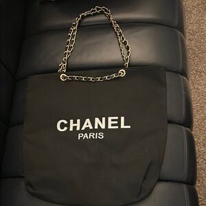 Chanel Black Tote Bag with Gold Chain